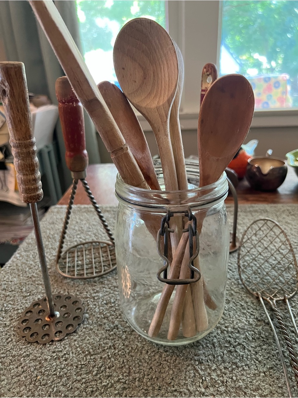 Vintage Lot 11 Le Parfait Super 6 Wooden Utensils 4 Potato Smashers